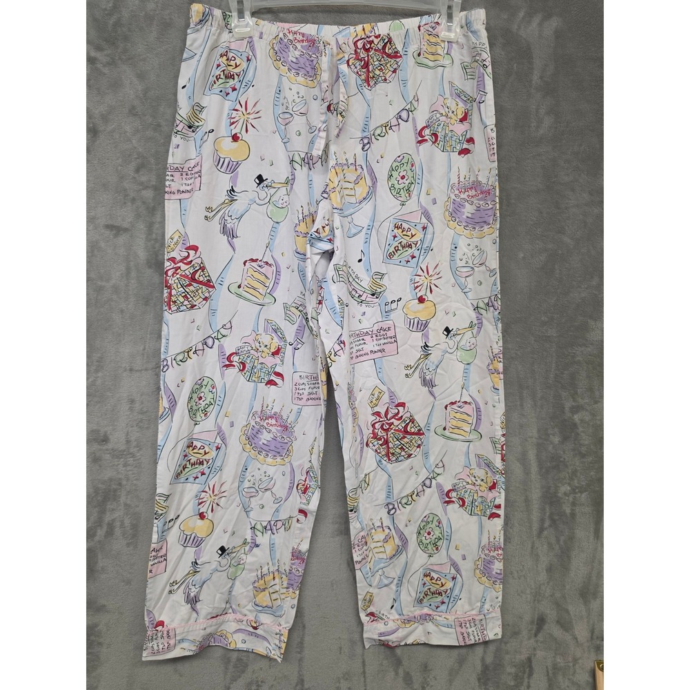 Nick And Nora Pajama Pants Large Happy Birthday Puppy Cake Celebration Rare